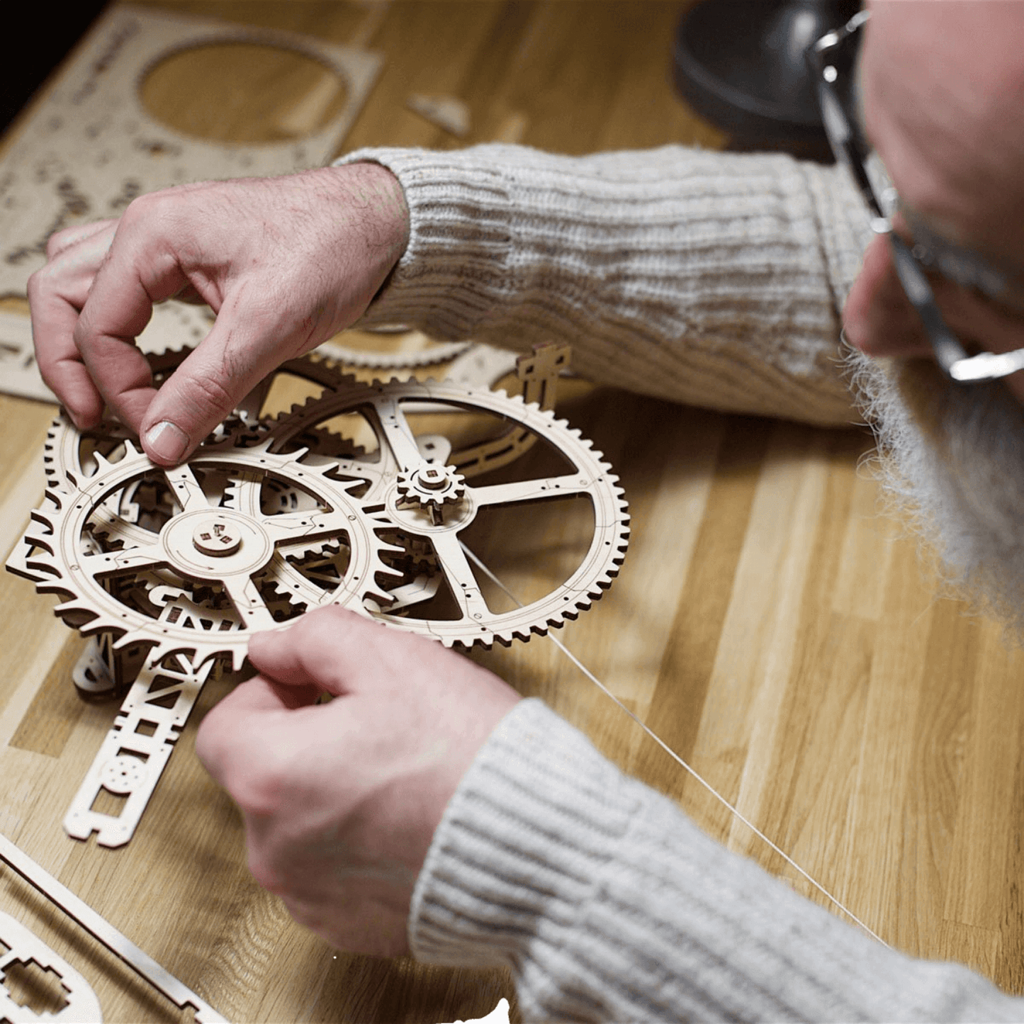 Aero wall clock with pendulum-mechanical wooden puzzle-Ugears--