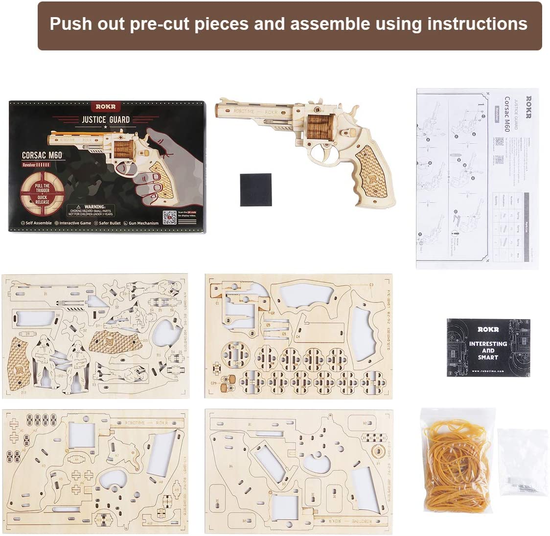 Wooden weapon M60-Mechanical wooden puzzle-Robotime--