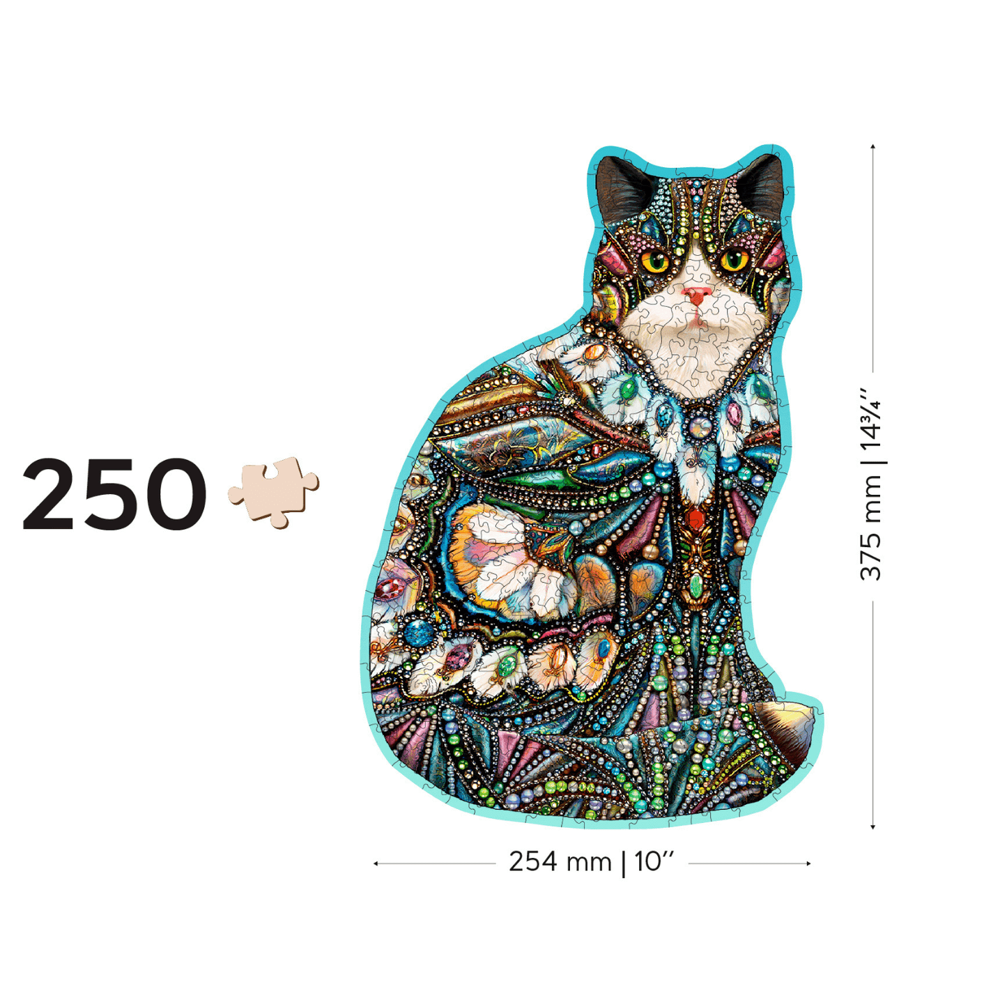 The Jewelled Cat Puzzle | Wooden Puzzle 250-Puzzle-WoodenCity--