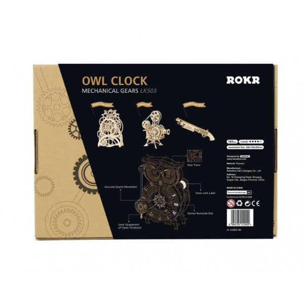 Owls jigsaw as a pendulum clock-Mechanical wooden jigsaw-Robotime--