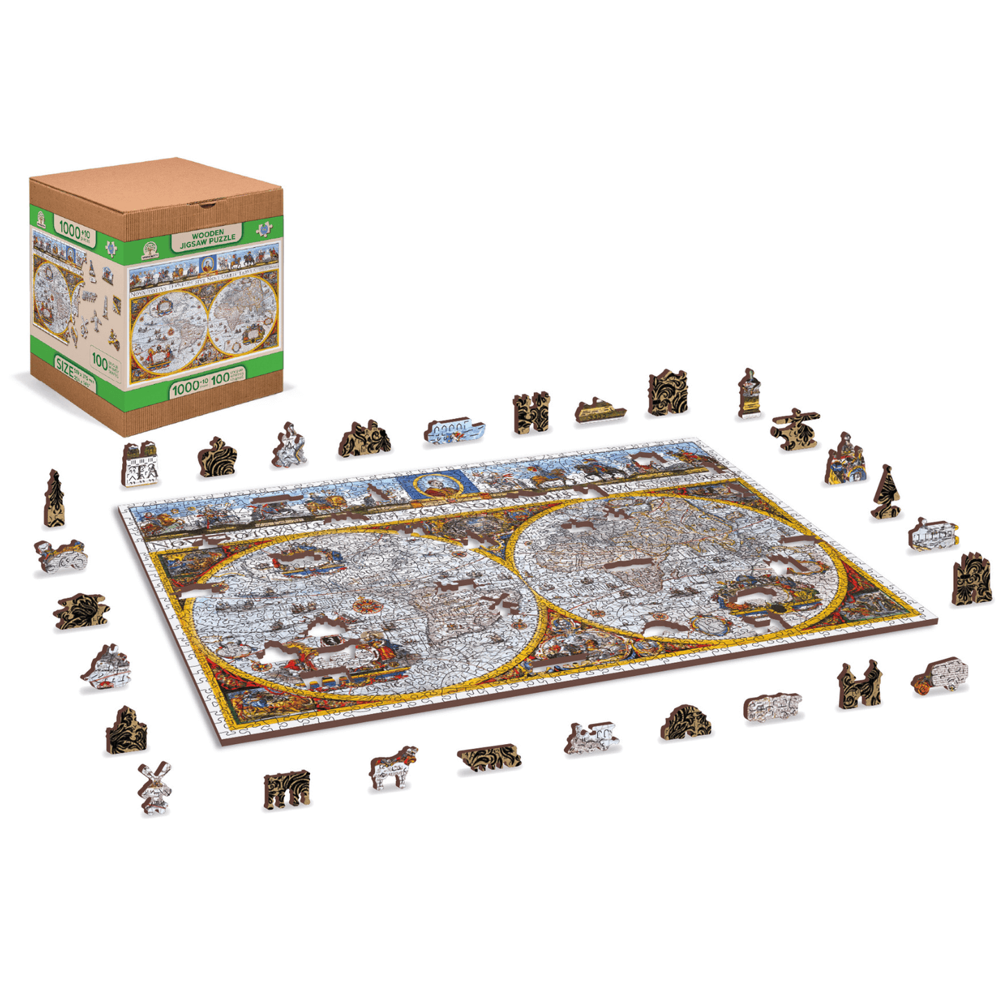Nova Terrarum Antique Map | Puzzle Wooden Puzzle 1010-WoodenCity--