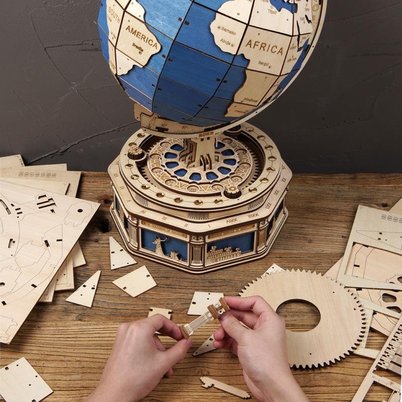 3D Globe kit-Mechanical wooden puzzle-Robotime--
