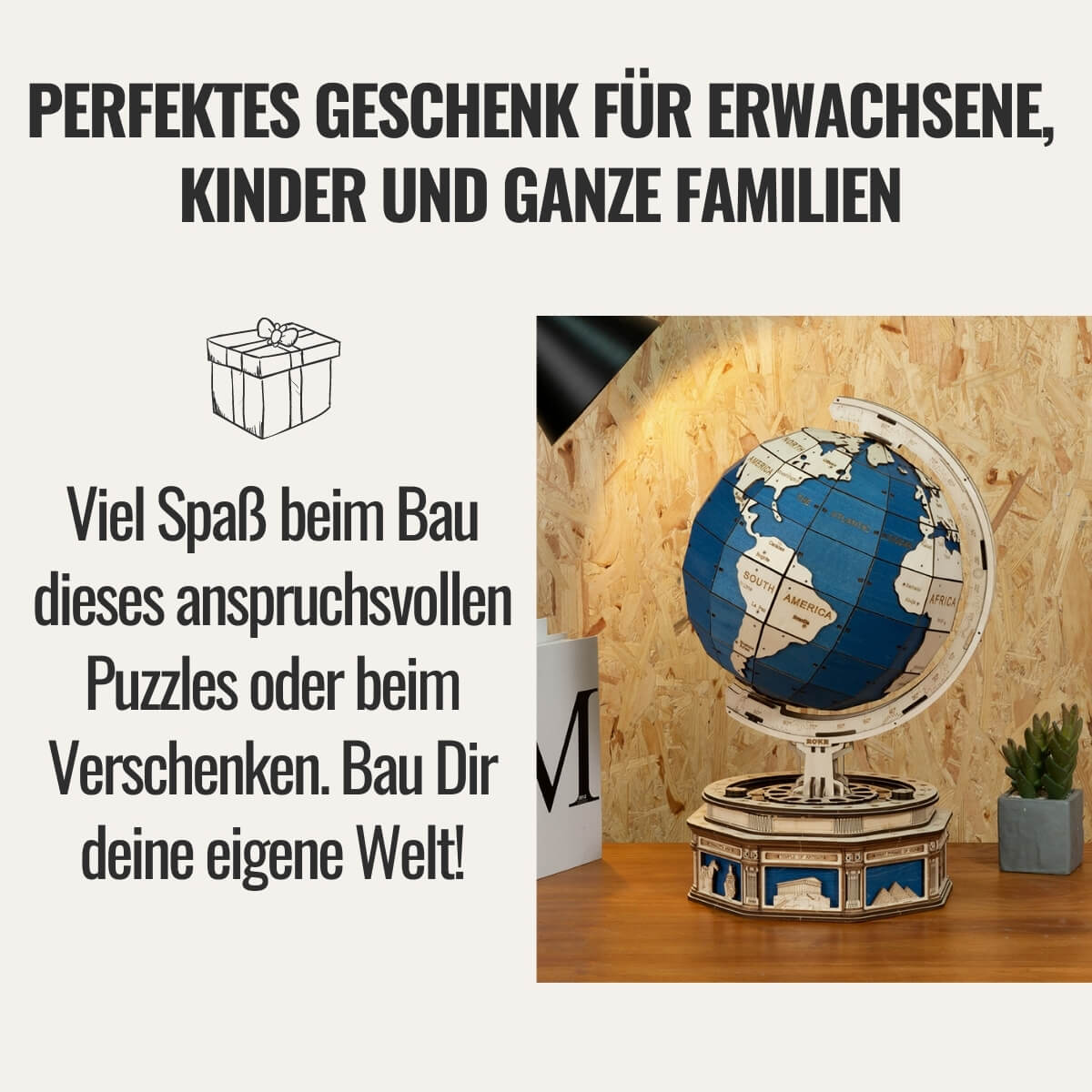 3D Globe kit-Mechanical wooden puzzle-Robotime--
