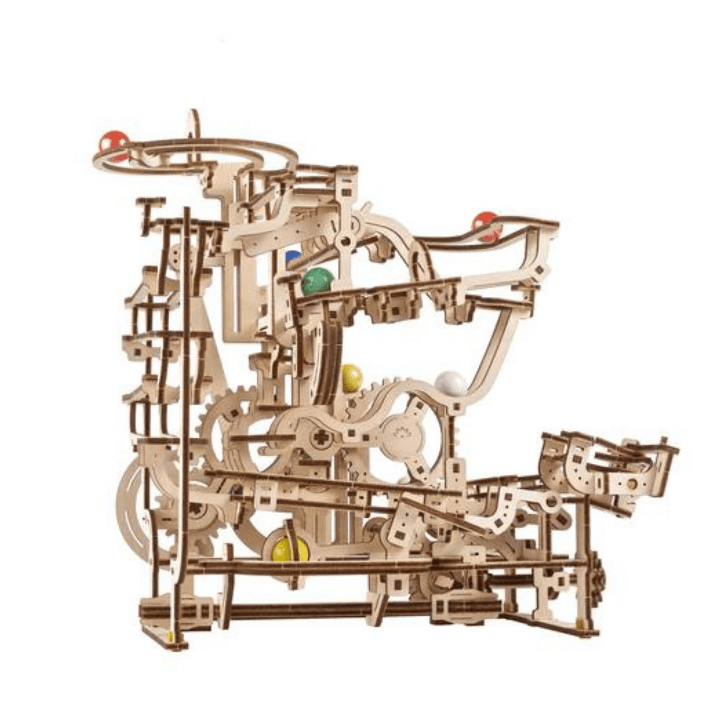 Marble run with stepped winch-Mechanical wooden puzzle-Ugears--