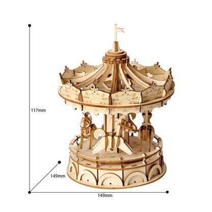 Wooden carousel as a jigsaw-3D Puzzle-Robotime--