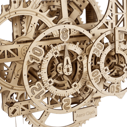 Aero wall clock with pendulum-mechanical wooden puzzle-Ugears--