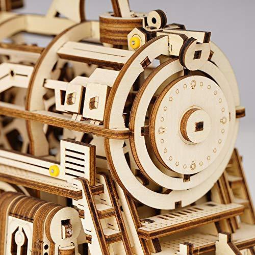 Mechanical steam-train-mechanical wooden puzzle-Robotime--