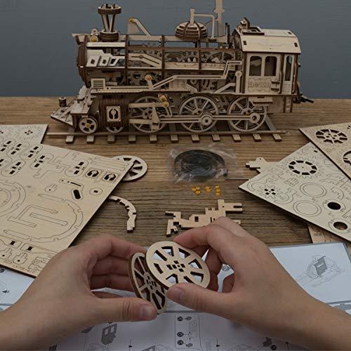 Mechanical steam-train-mechanical wooden puzzle-Robotime--