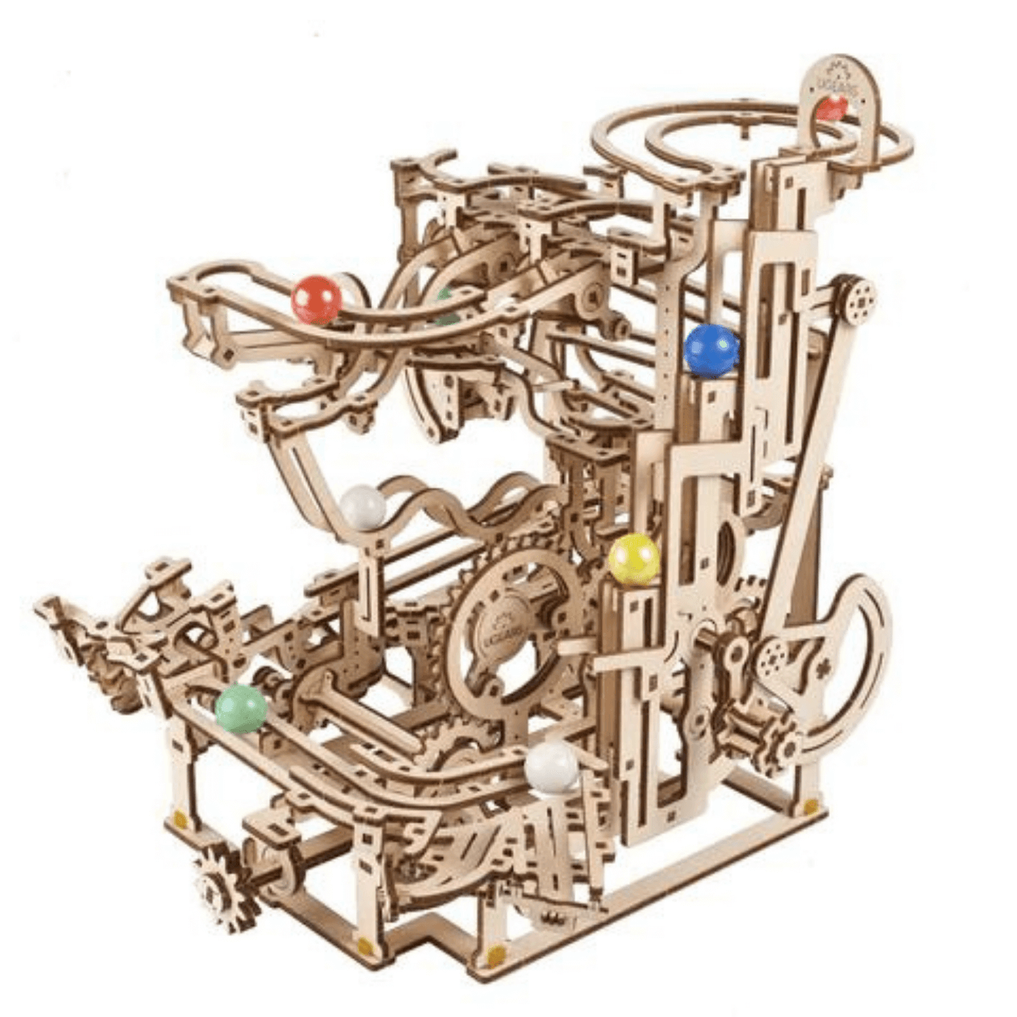 Marble run with stepped winch-Mechanical wooden puzzle-Ugears--