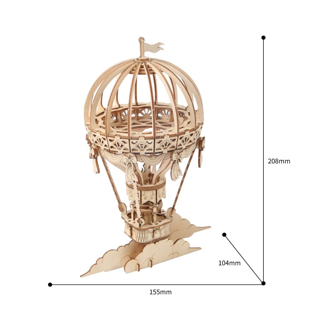 Hot air balloon as wood 3D Puzzle-3D Puzzle-Robotime--