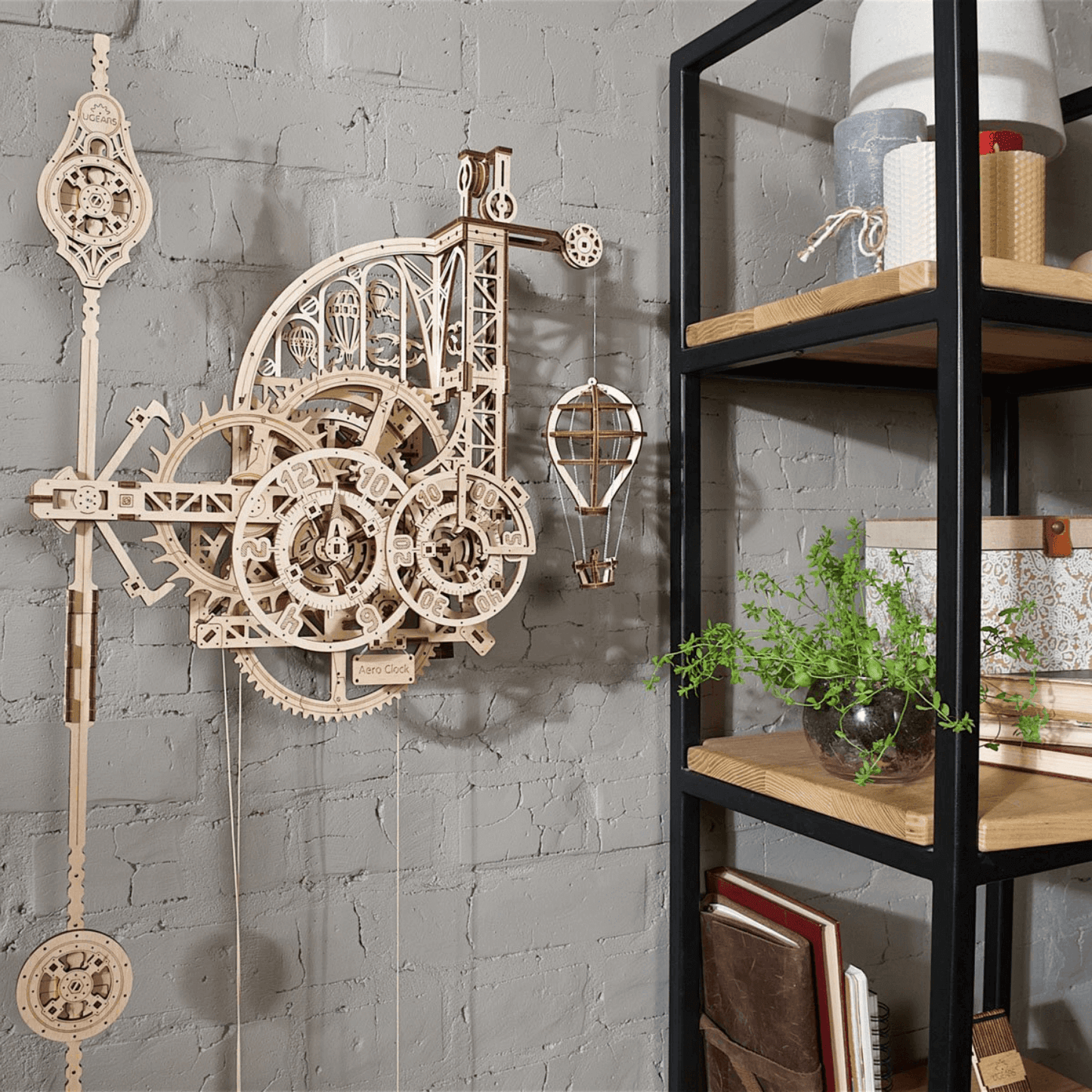 Aero wall clock with pendulum-mechanical wooden puzzle-Ugears--