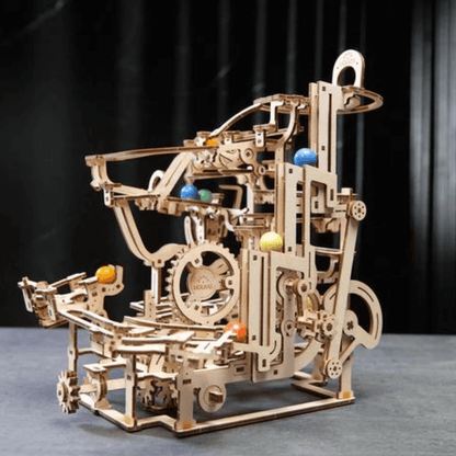 Marble run with stepped winch-Mechanical wooden puzzle-Ugears--