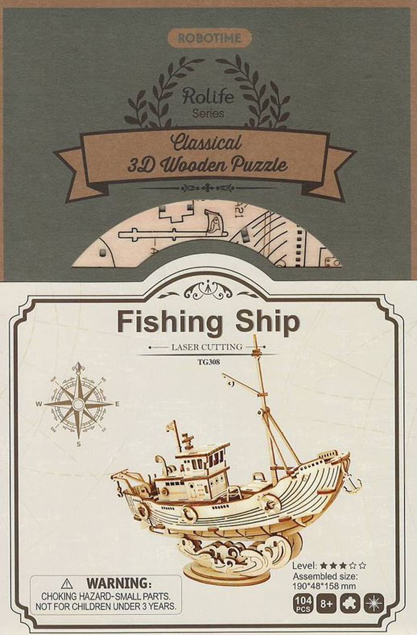 DIY Fishing Ship-3D Puzzle-Robotime--