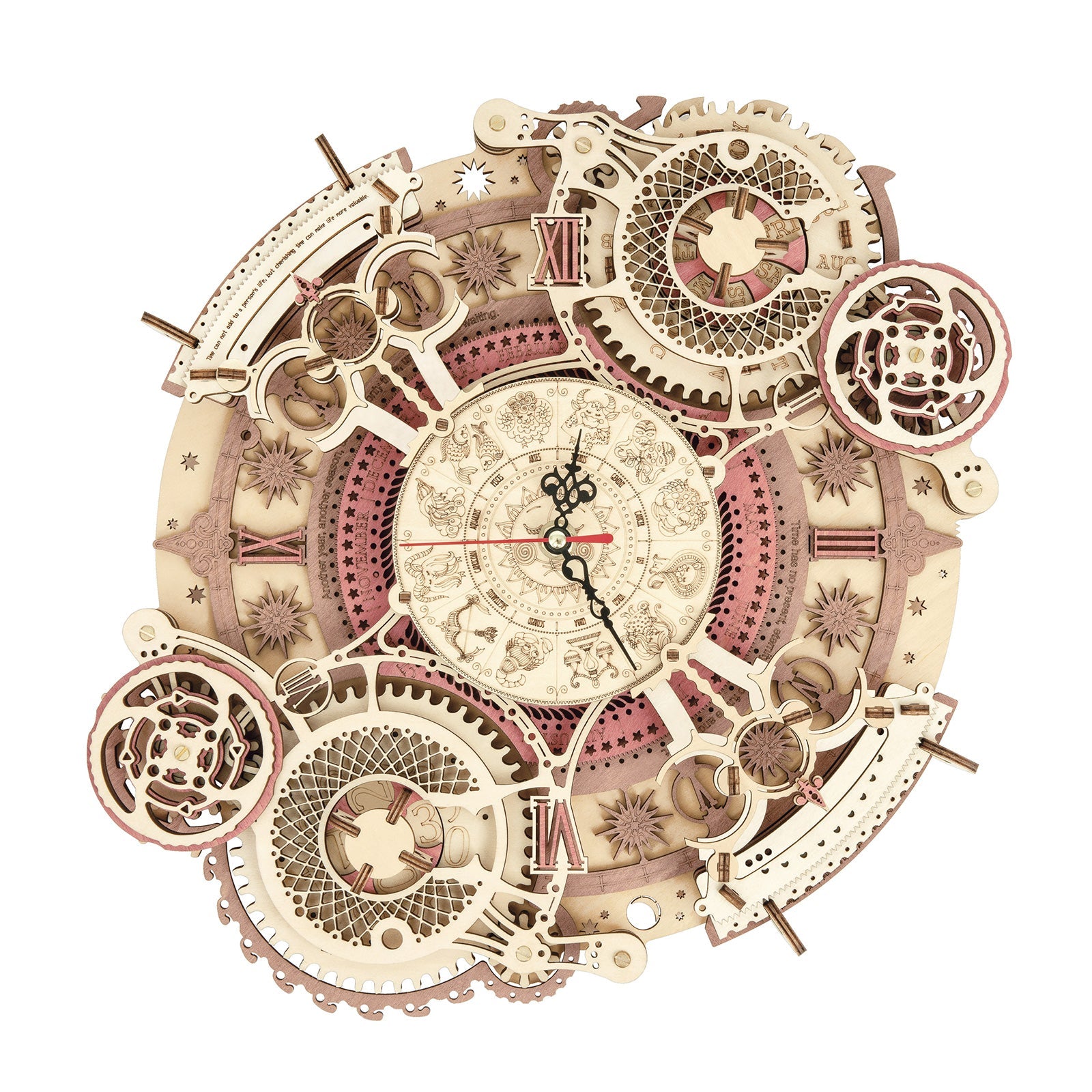 Zodiac Wall Clock & Calendar-Mechanical Wooden Puzzle-Robotime--