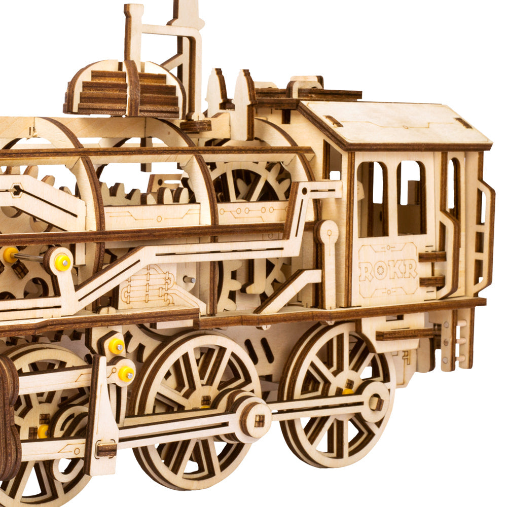 Mechanical steam-train-mechanical wooden puzzle-Robotime--