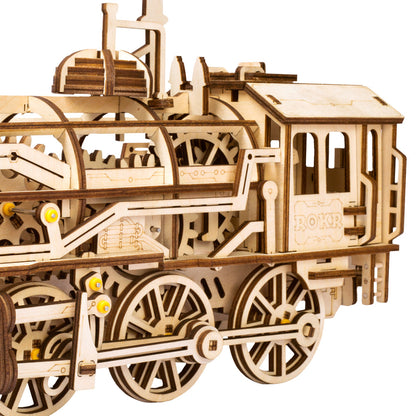 Mechanical steam-train-mechanical wooden puzzle-Robotime--