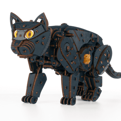 Mechanical Cats | White or Black Mechanical Wooden Puzzle-Eco-Wood-Art--