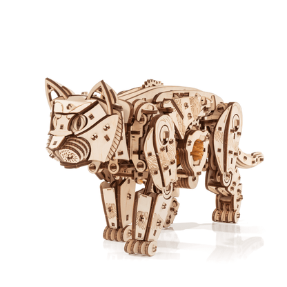 Mechanical Cats | White or Black Mechanical Wooden Puzzle-Eco-Wood-Art--