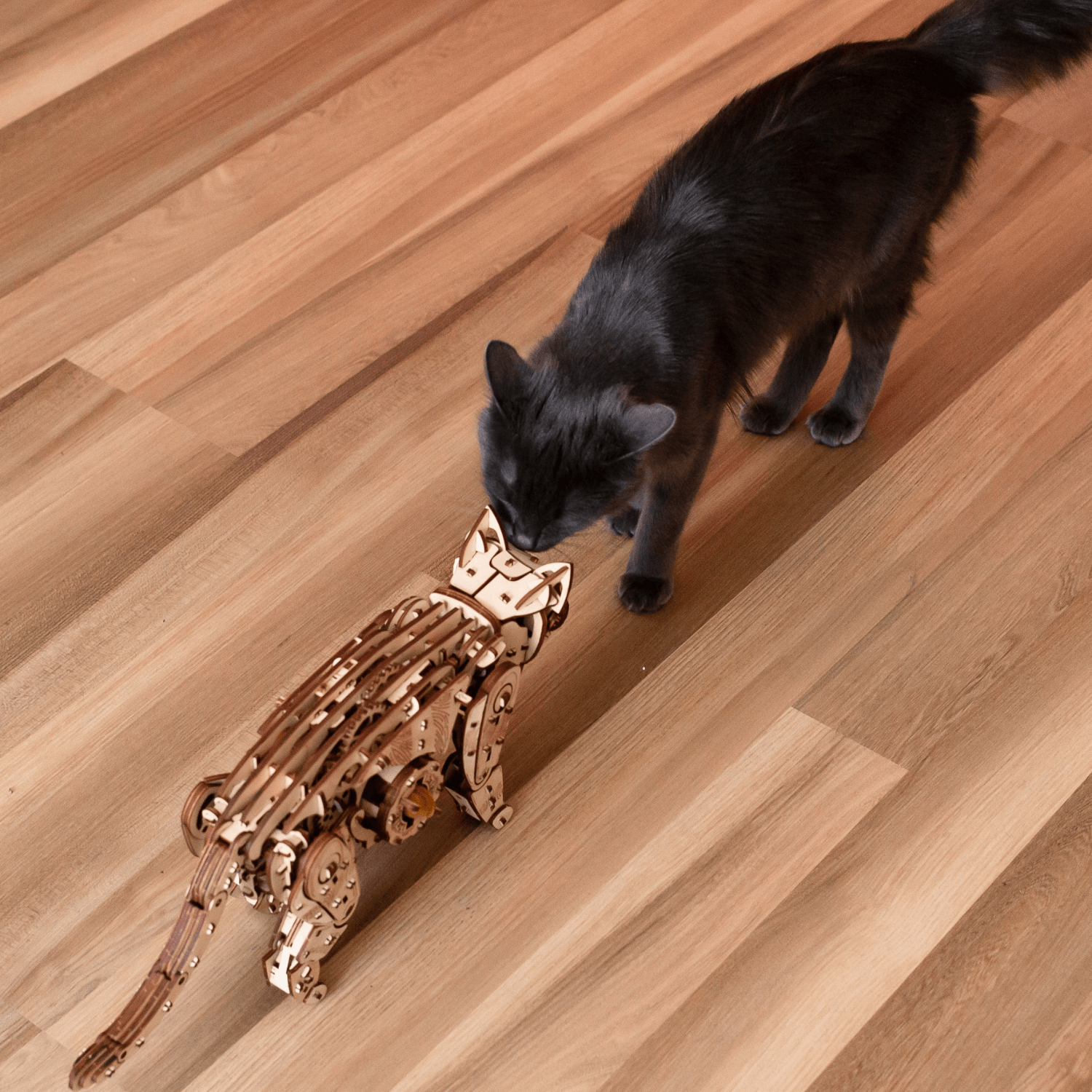 Mechanical Cats | White or Black Mechanical Wooden Puzzle-Eco-Wood-Art--