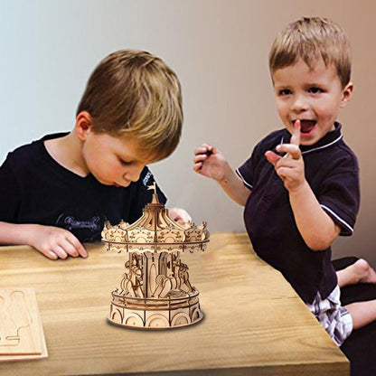 Wooden carousel as a puzzle-3D Puzzle-Robotime--