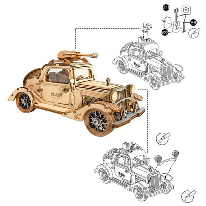 Vintage Car with Guitar-3D Puzzle-Robotime--