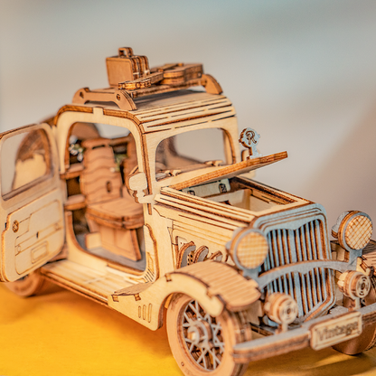 Vintage car with guitar-3D Puzzle-Robotime--