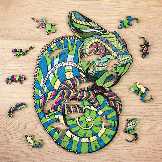 Eco-Wood Art Chameleon Puzzle - Exquisite Wooden Craft