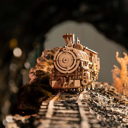 Mechanical steam-train-mechanical wooden puzzle-Robotime--