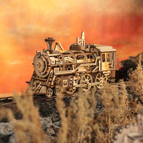 Mechanical Steam Railway Mechanical Wooden Puzzle-Robotime--