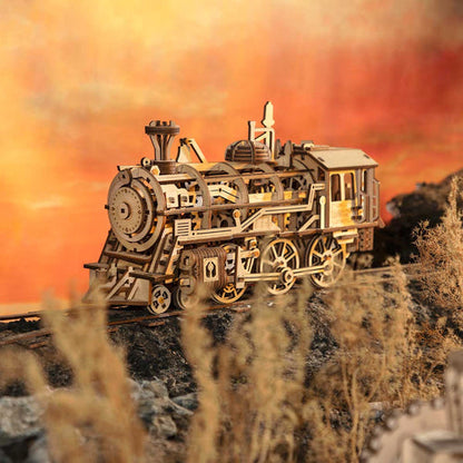 Mechanical Steam Railway Mechanical Wooden Puzzle-Robotime--